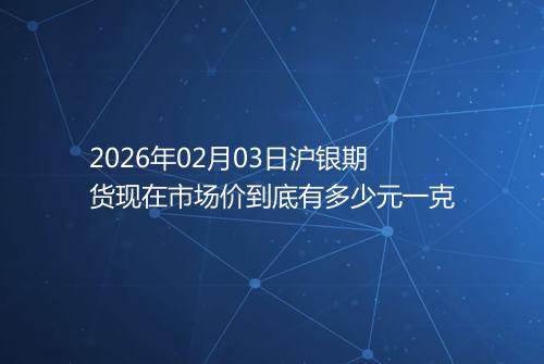 2026年02月03日沪银期货现在市场价到底有多少元一克