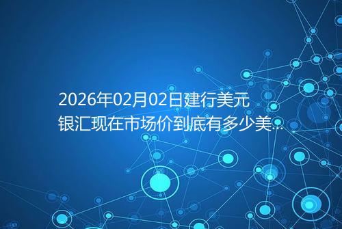 2026年02月02日建行美元银汇现在市场价到底有多少美元一盎司