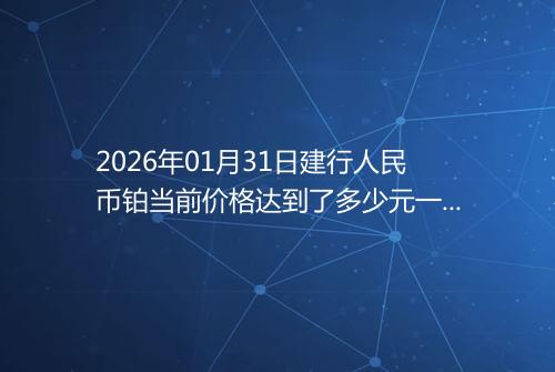 2026年01月31日建行人民币铂当前价格达到了多少元一克