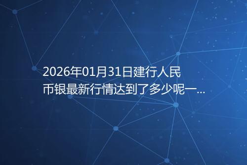2026年01月31日建行人民币银最新行情达到了多少呢一克
